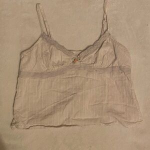 Brandy Melville Cream Lace Trim Crop Top